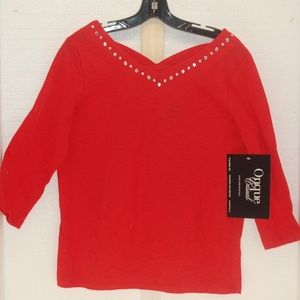 Women's Red Shoulder Blouse